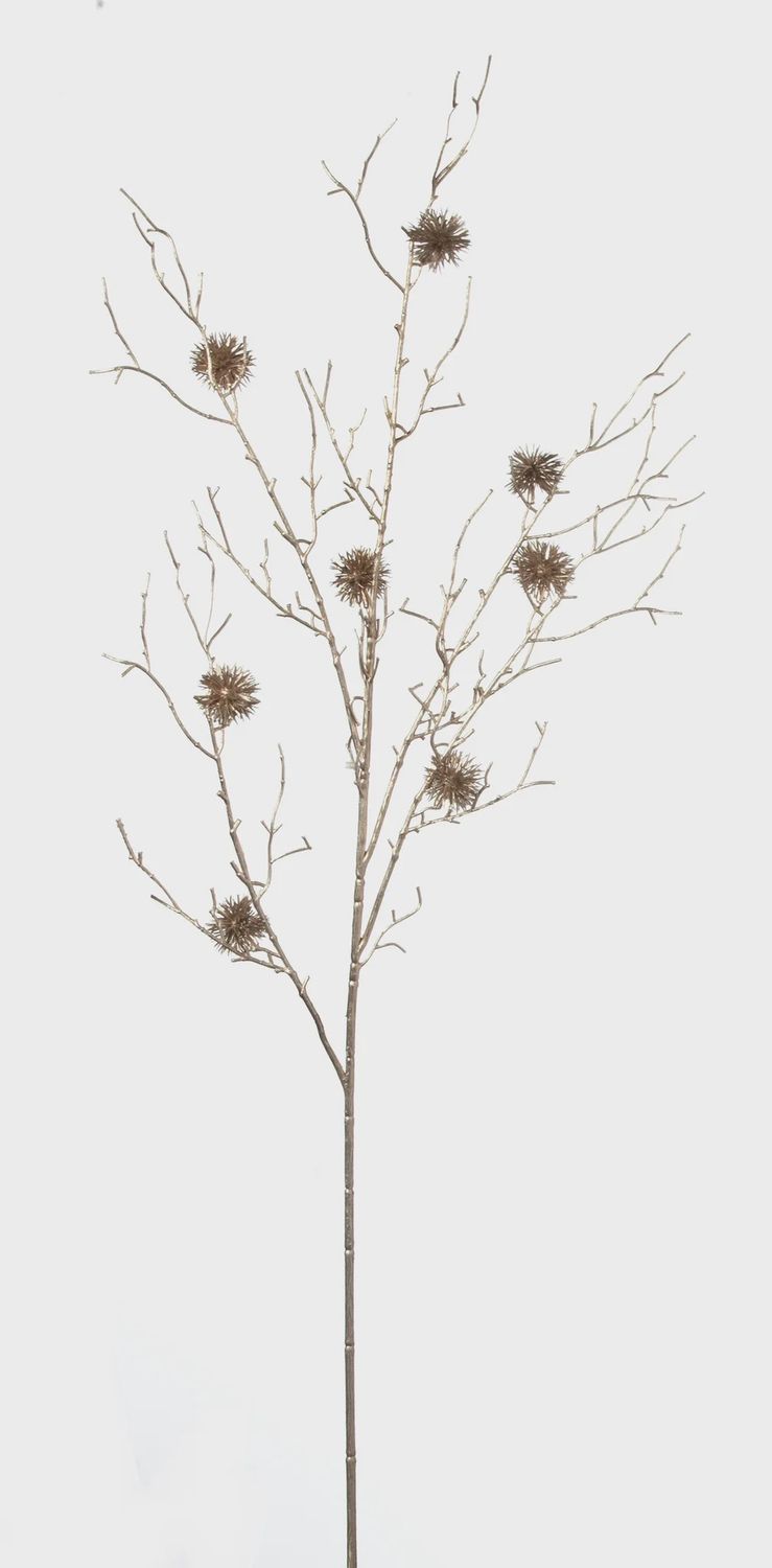 Natural Branch with Seed Heads 36&quot; silver