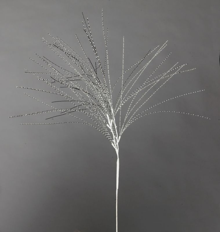 Metallic Tinsel Spray Stem 36&quot; – Silver