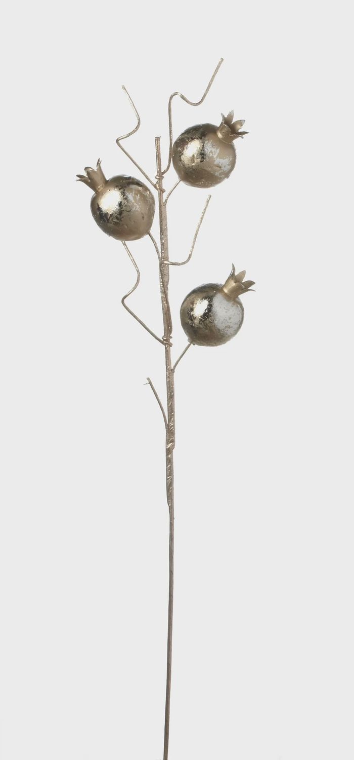 Branch with Pomegranates 23&quot; metallic silver