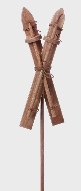 Wooden Skis on Stake 24&quot;