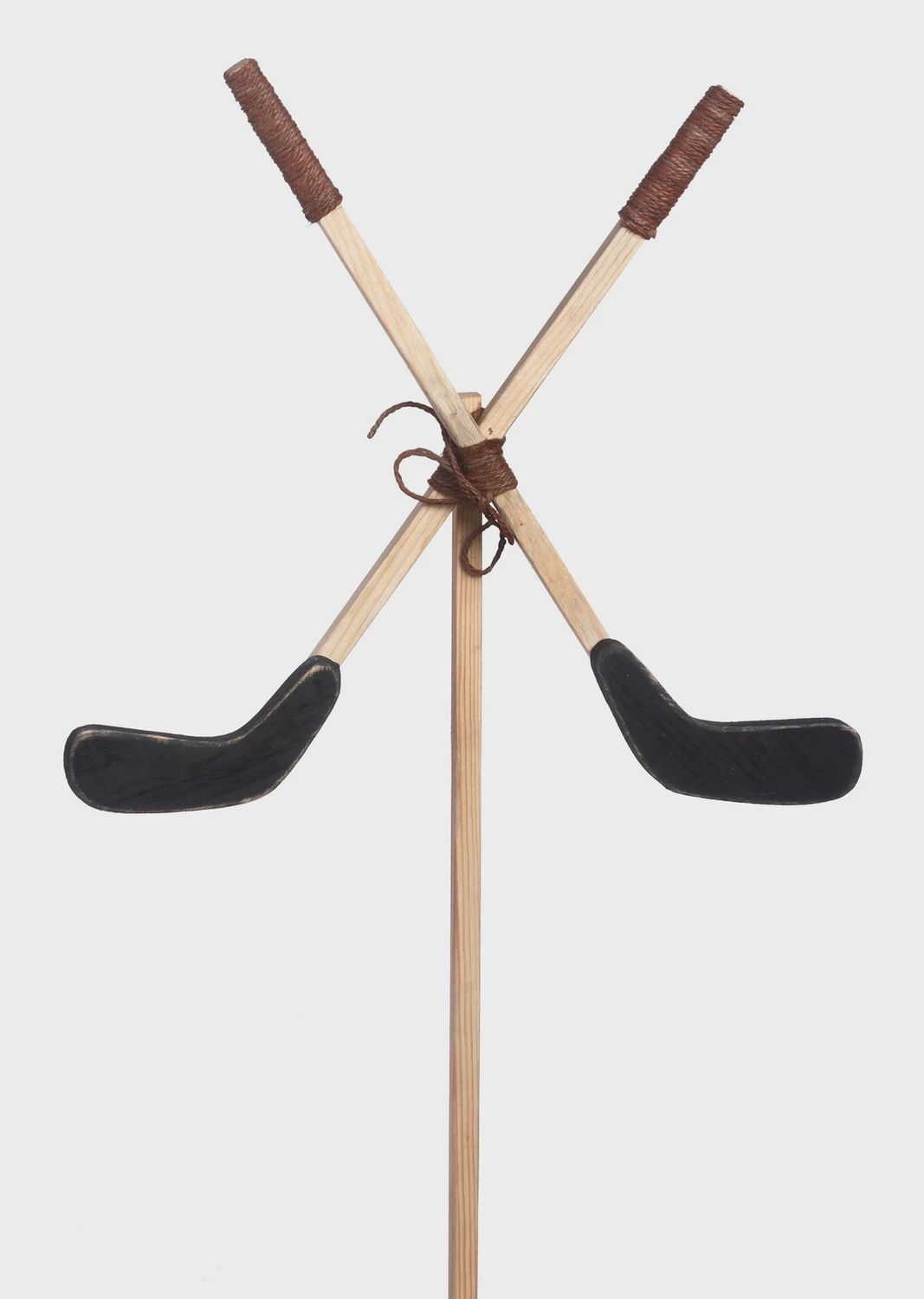 Crossed Wooden Hockey Sticks on stake 14&quot;