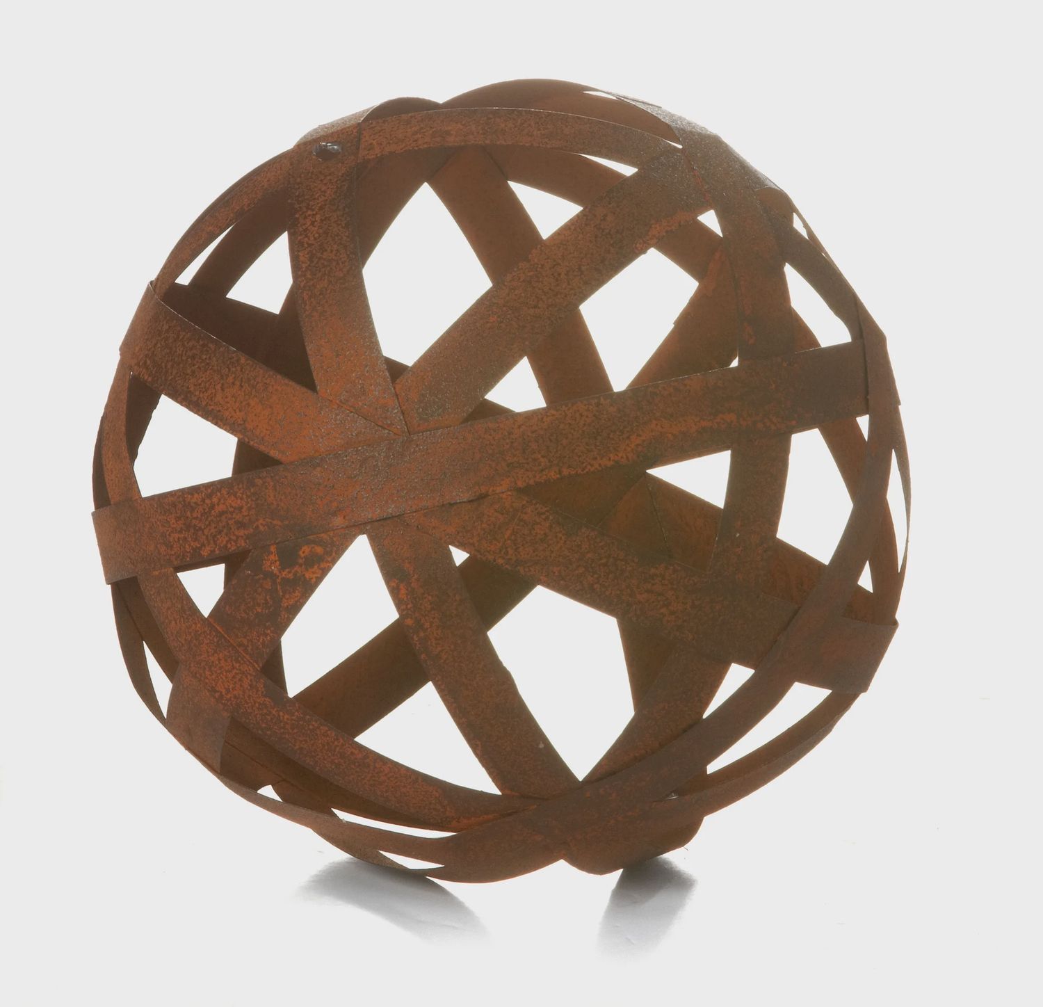 Flat Metal Strip Ball Décor 9&quot; rusty