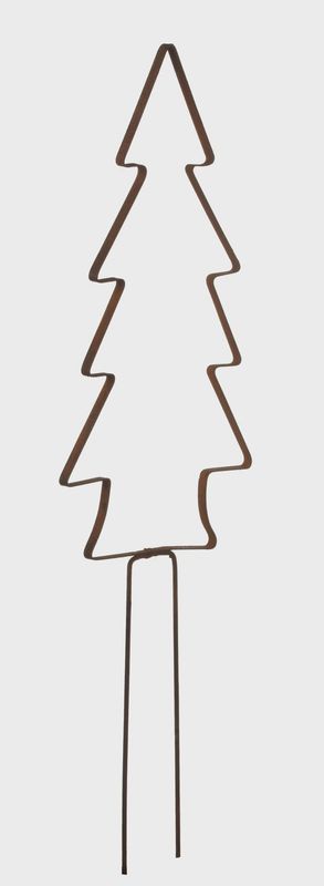 Flat Metal Strip Tree Outline on Stake 18&quot; – Rusty