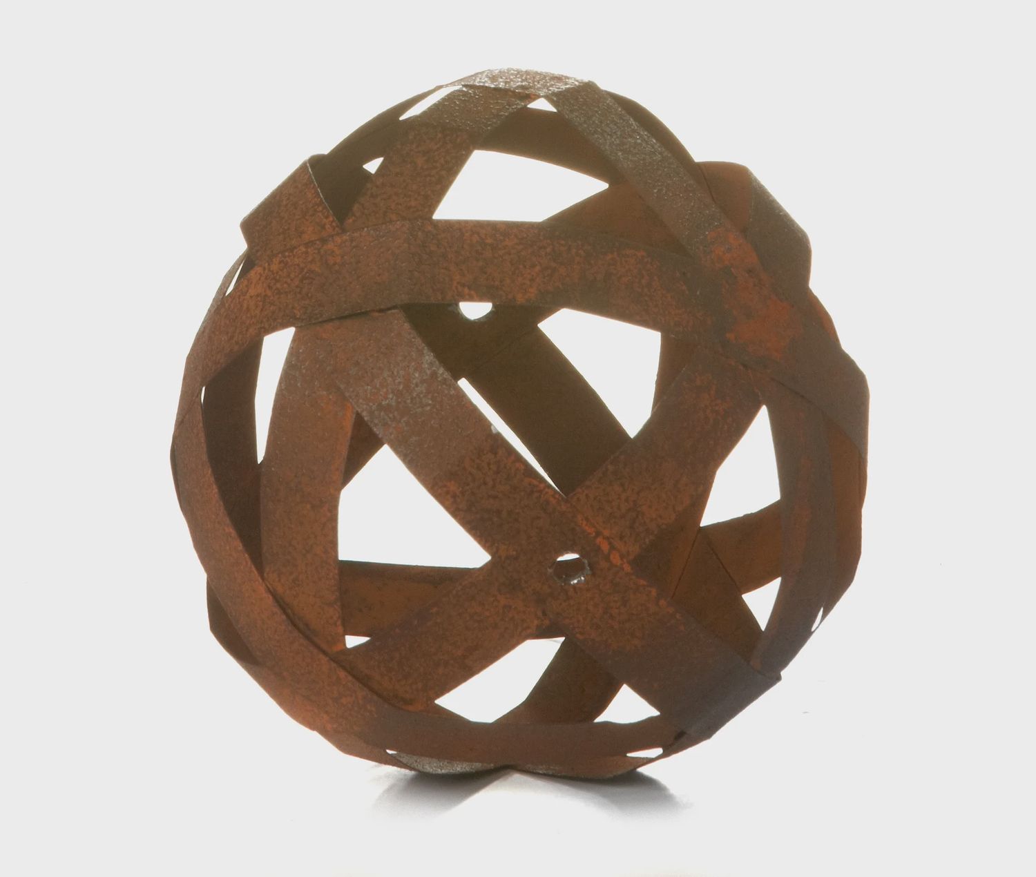 Flat Metal Strip Ball Décor 6&quot; rusty