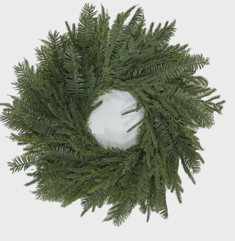 Norfolk Pine, Cedar &amp; Yew Mixed 24&quot; Wreath