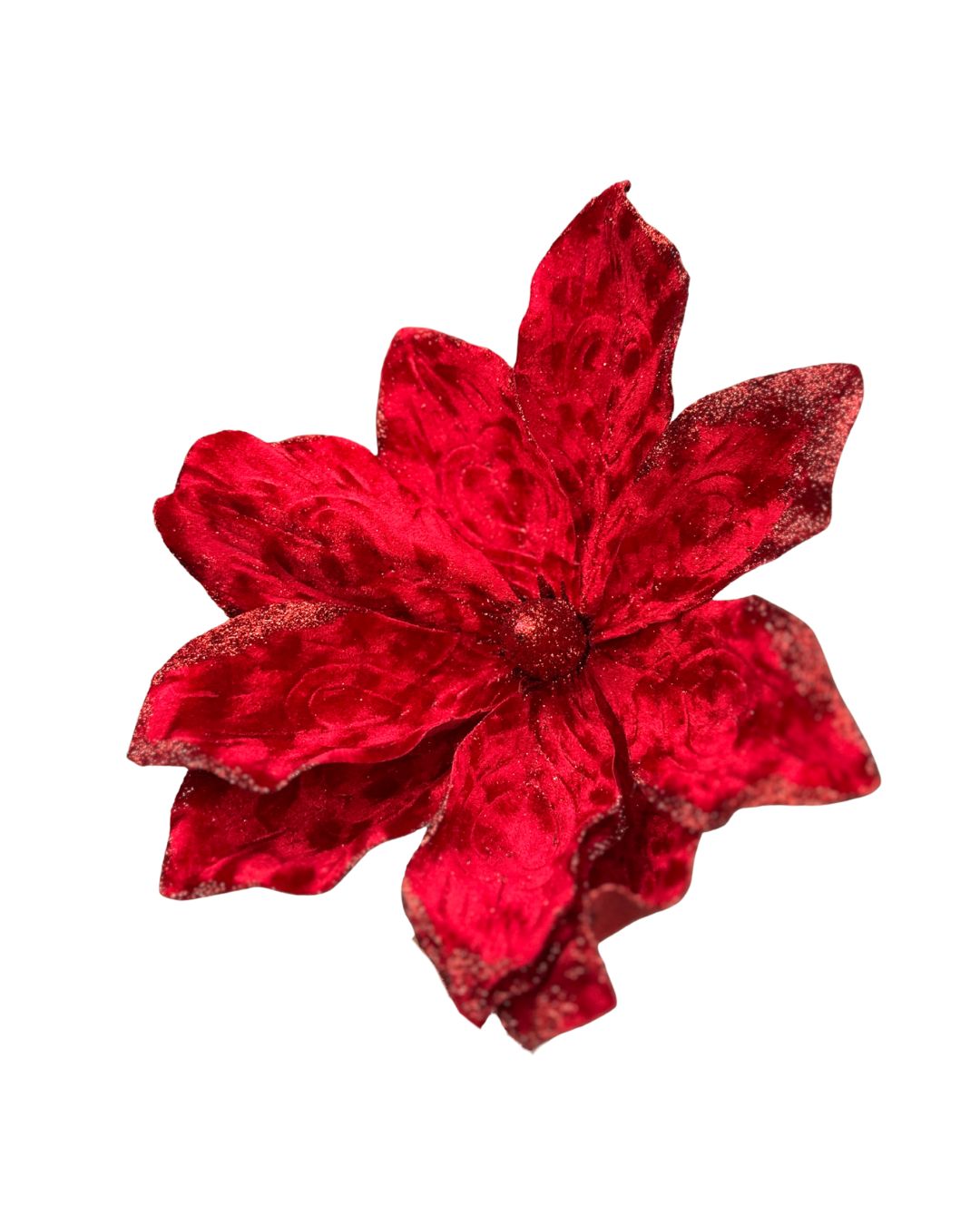 Crushed Velvet Magnolia Flower Pick – Red