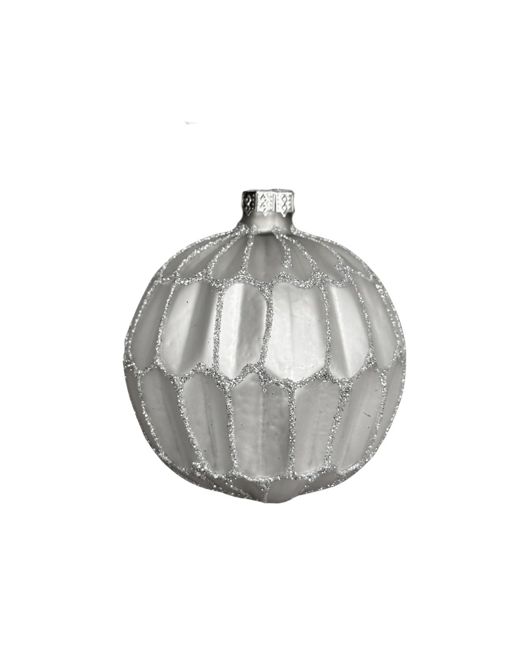 Silver Textured Glass Ornament – Small