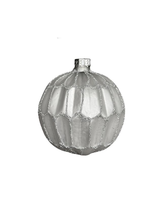 Silver Textured Glass Ornament – Small