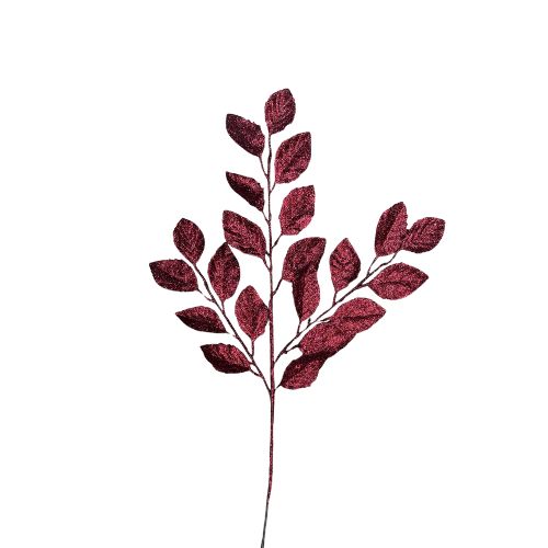 Glitter Rose Leaf Stem 72cm burgundy