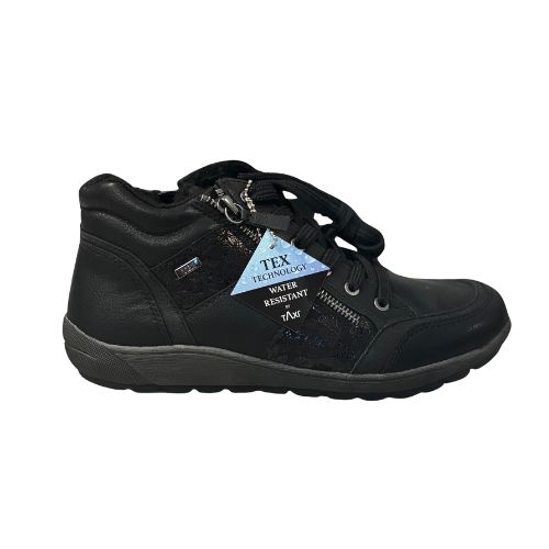 Landy Water-Resistant Floral Metallic Ankle Boot, Colour: Black, Size: 36