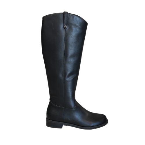 Tammy Black Knee-High Leather-Style Boot, Size: 37
