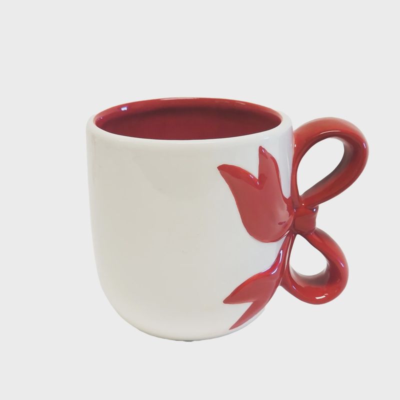 Bow Handle Mug Red