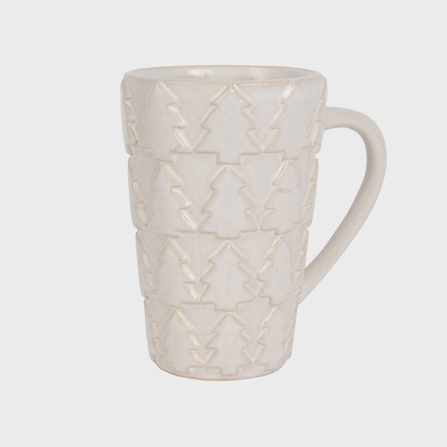 Tree Textured Stoneware Tall Mug White