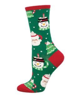 Ladies Socks-  A Cup of Holiday Cheer - Green / 9-11 (Womens Shoe Size 5-10.5)