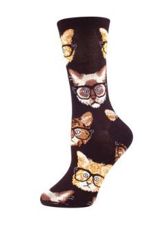 Ladies Kittenster Socks - Black/Brown