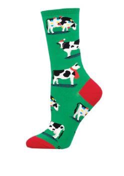 Ladies Holy Cow, It’s Christmas Socks - Green / 9-11 (Womens Shoe Size 5-10.5)