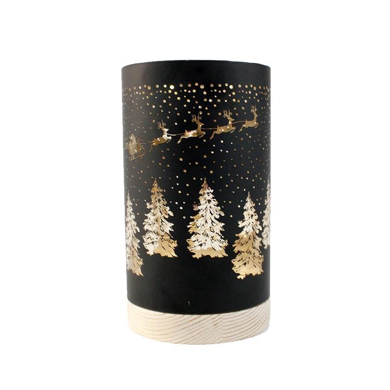 Black/Gold LED Sleigh Lantern Sm