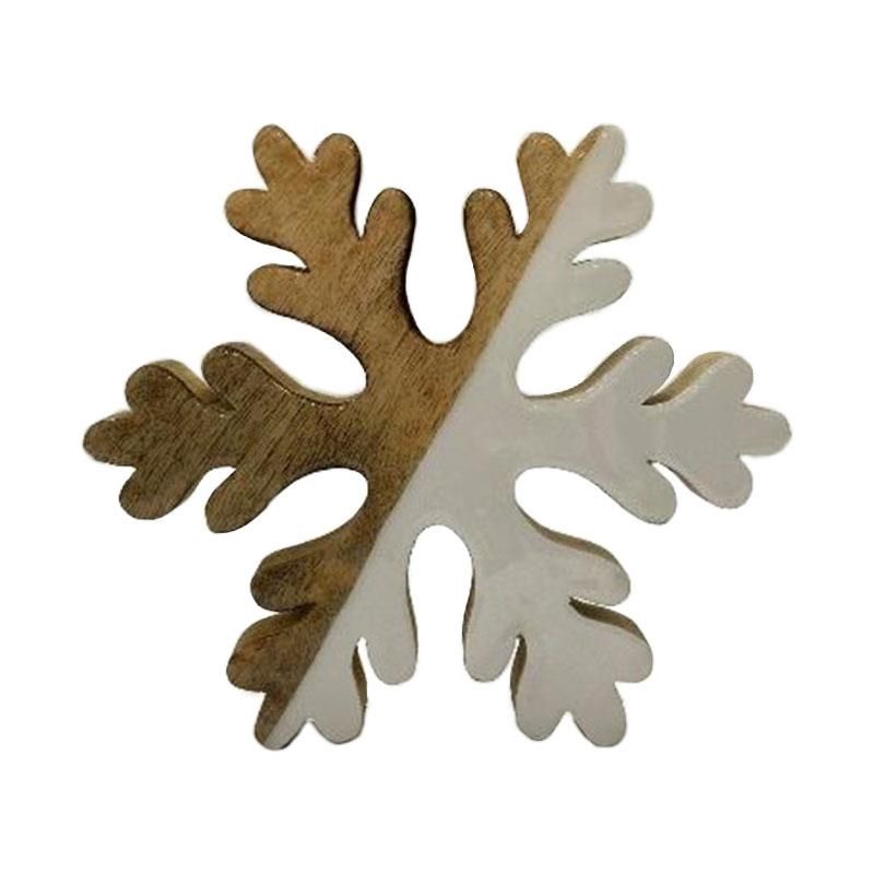 Wood Enamel Snowflake Med