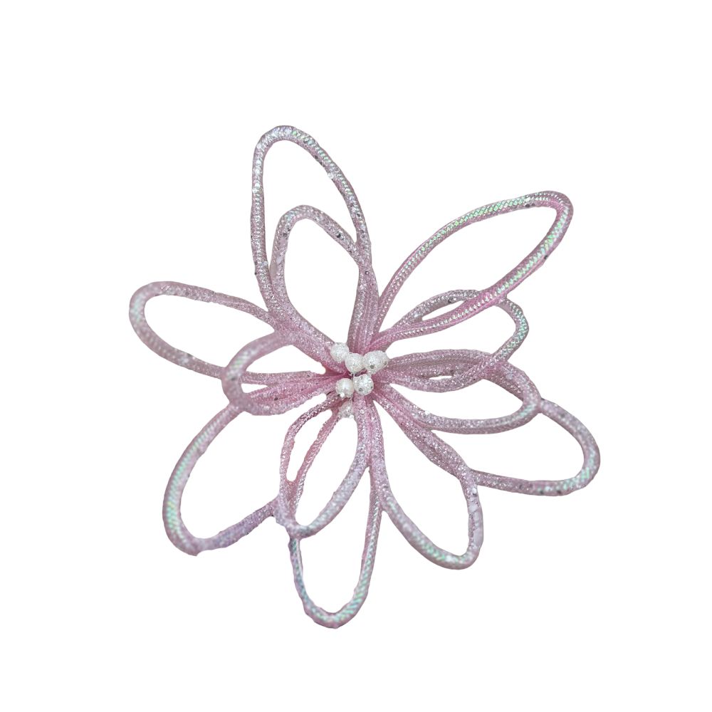 11IN Elegant Loop Bloom – Soft Pink with Glitter