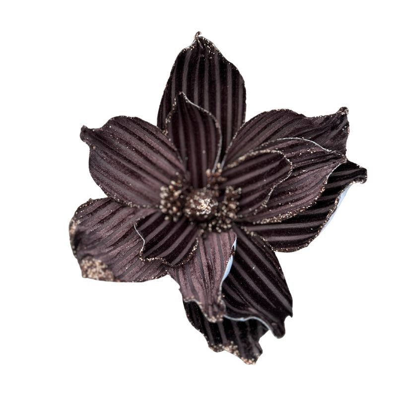 10IN Ribbed Velvet Magnolia – Chocolate Brown with Glitter