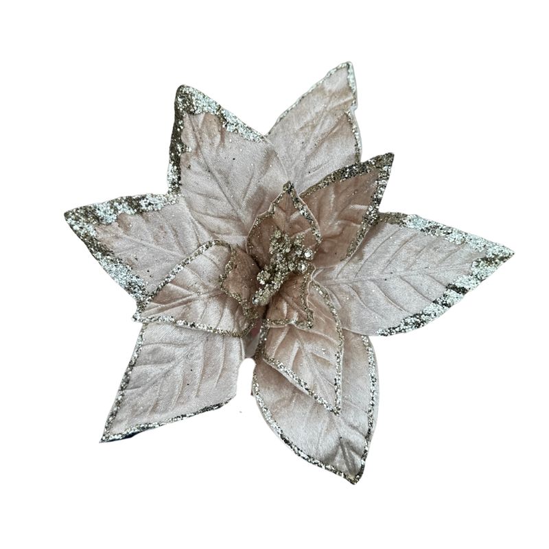 Taupe Velvet Poinsettia – Glitter Veil