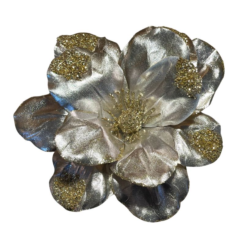 20IN Metallic Magnolia Stem – Champagne with Glass Bead Accents