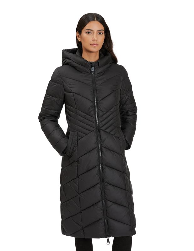 VALENTINA Star-Stitch Chic Long Puffer Jacket