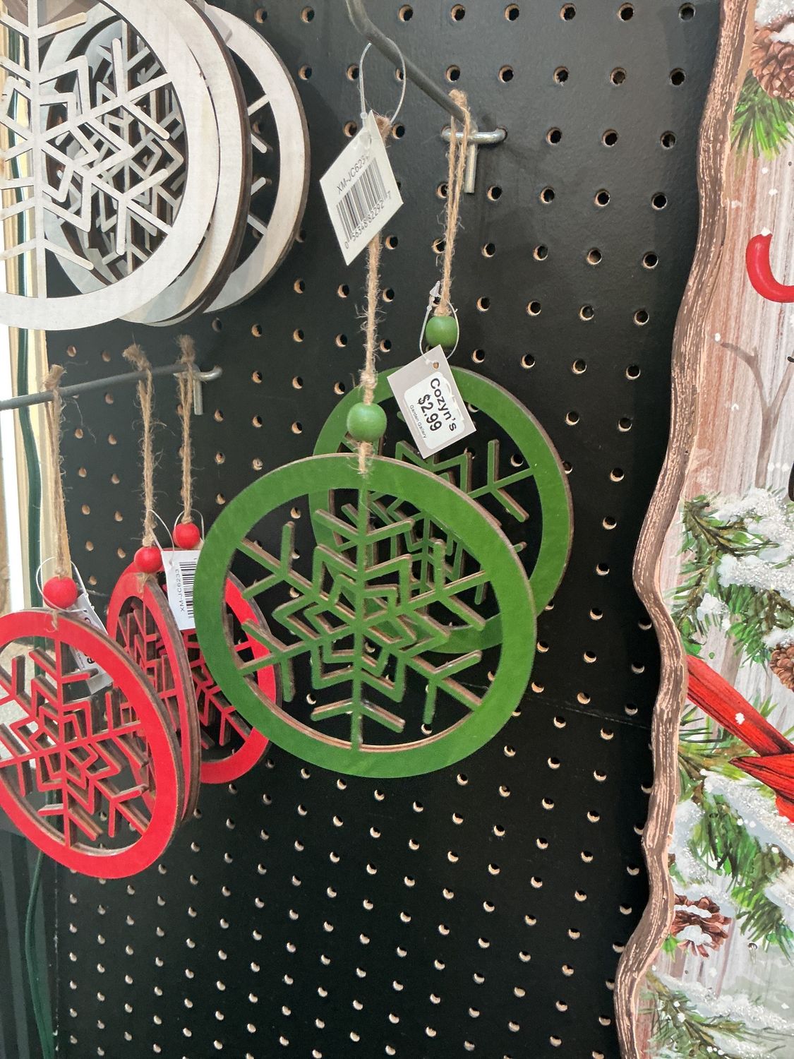 Disc Ornament Snowflake Green 6in