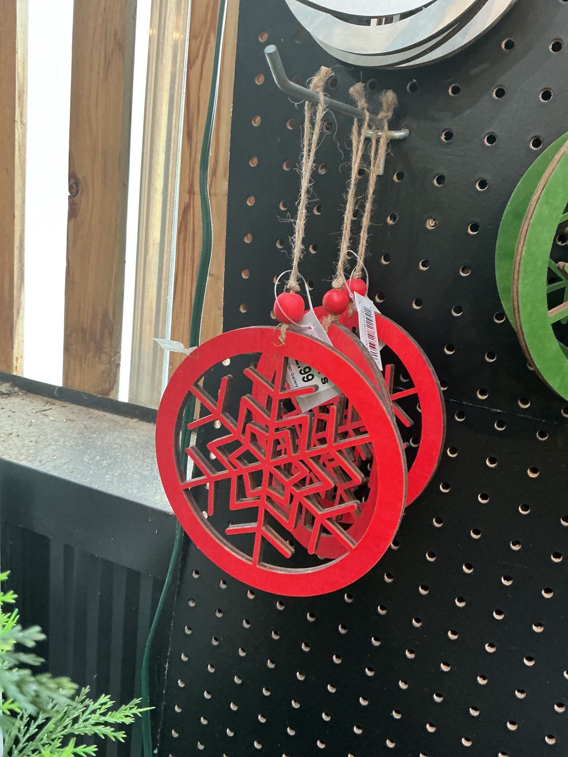 Disc Ornament Snowflake Red 6in
