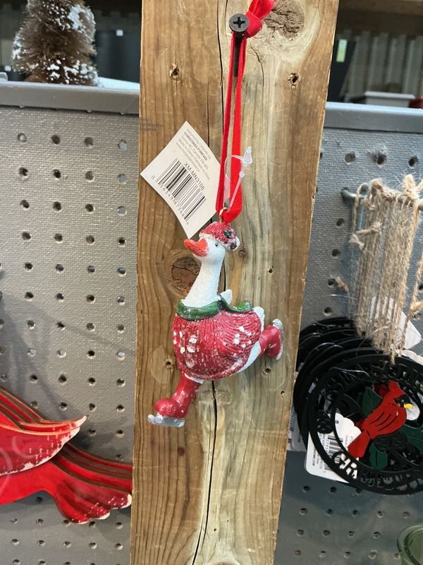 Skating Goose in Red Sweater and Hat Tree Ornament