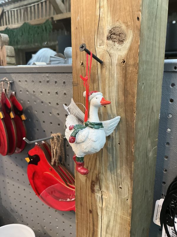 Goose with Santa Hat and Green Scarf