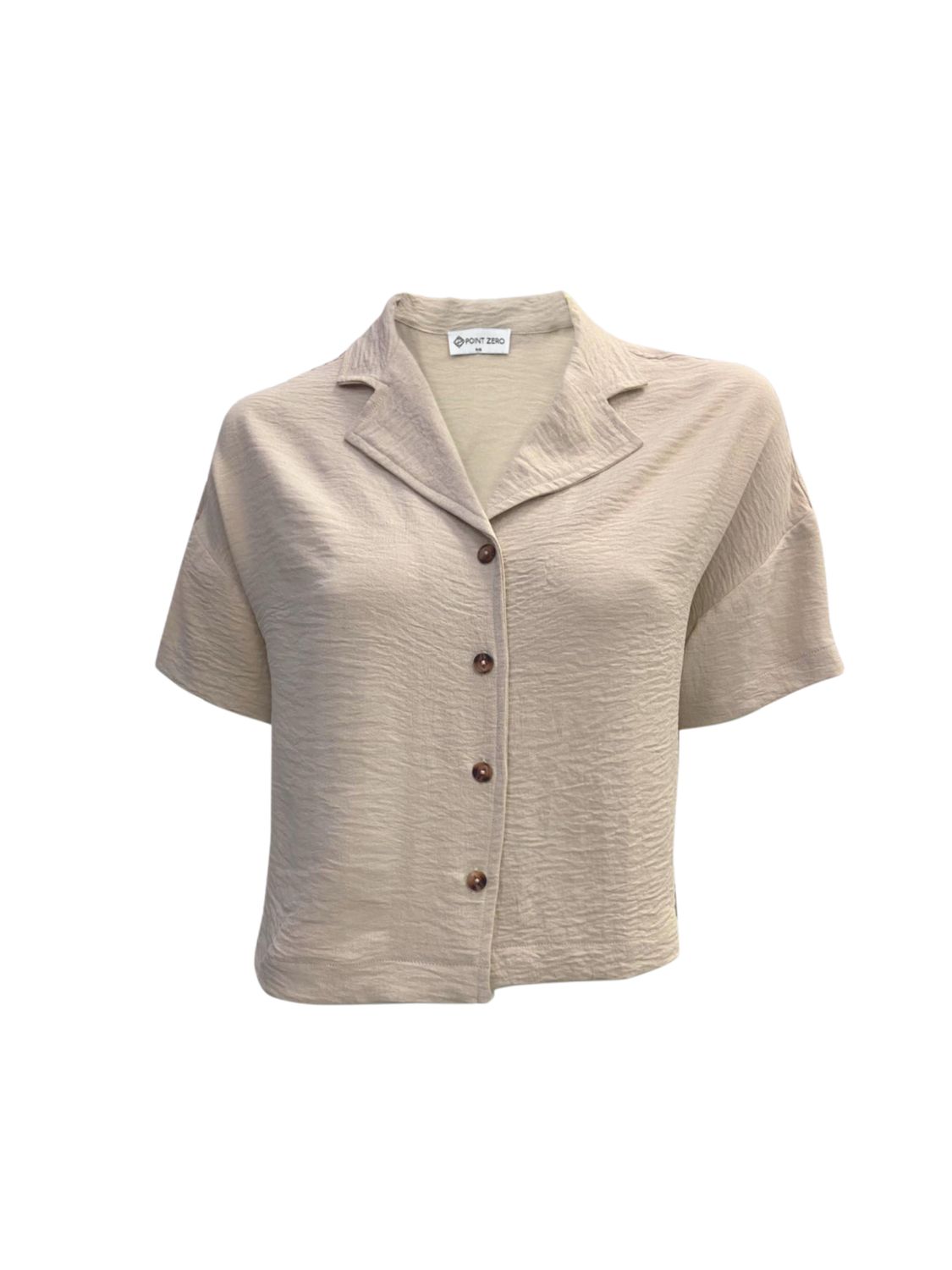 Lightweight Button Up Top, Colour: Wheat, Size: Small