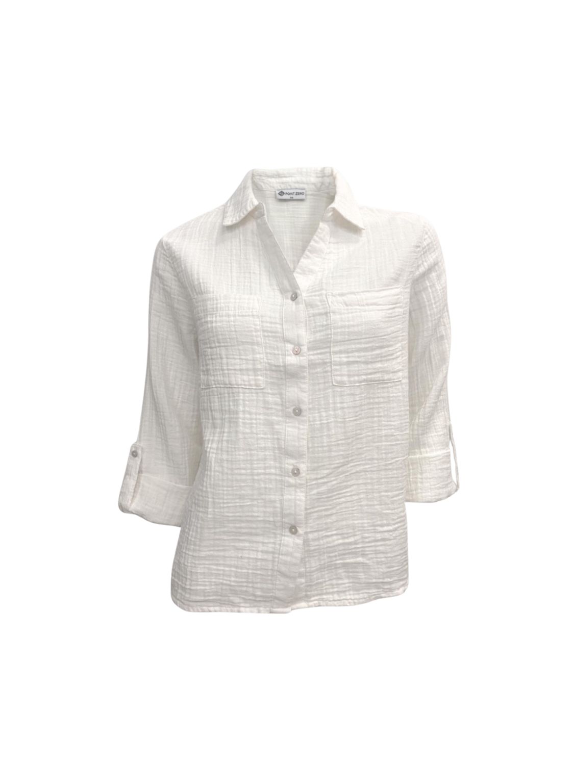 Button Up Flowy Blouse, Colour: Pearl, Size: Small