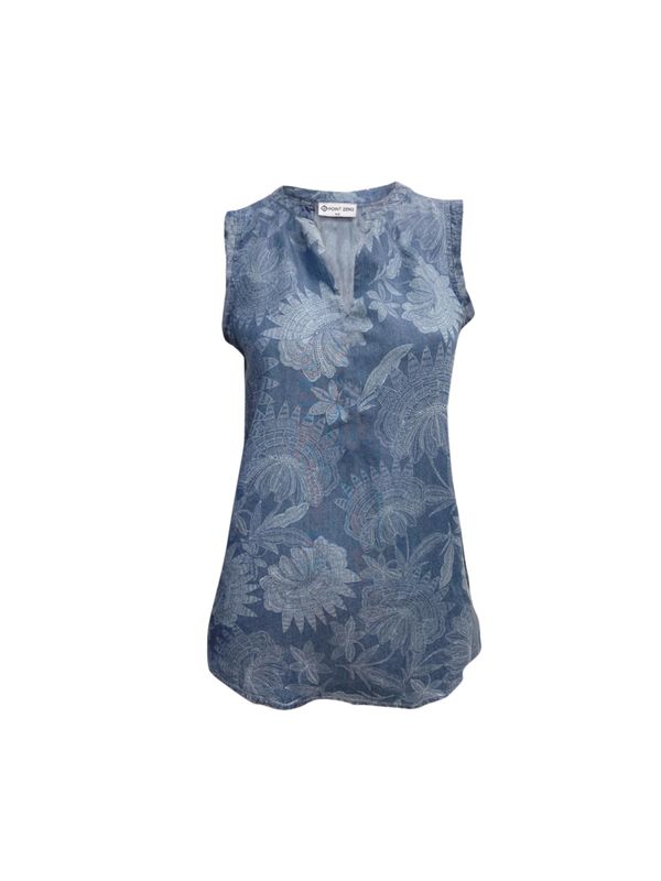 Jean Style Floral Tank Blouse