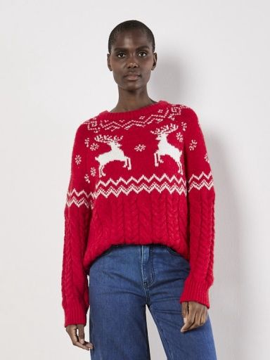 REINDEER CABLE MIX JUMPER, Size: M