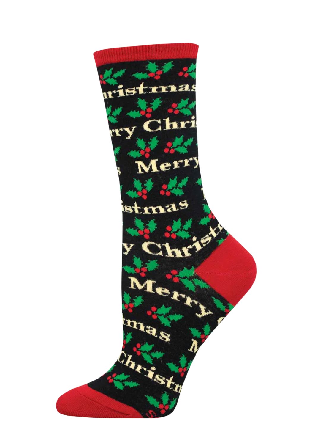 Merry Christmas Ladies Socks – Black (9–11)