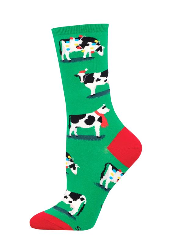 Ladies Holy Cow, It’s Christmas Socks - Green / 9-11 (Womens Shoe Size 5-10.5)