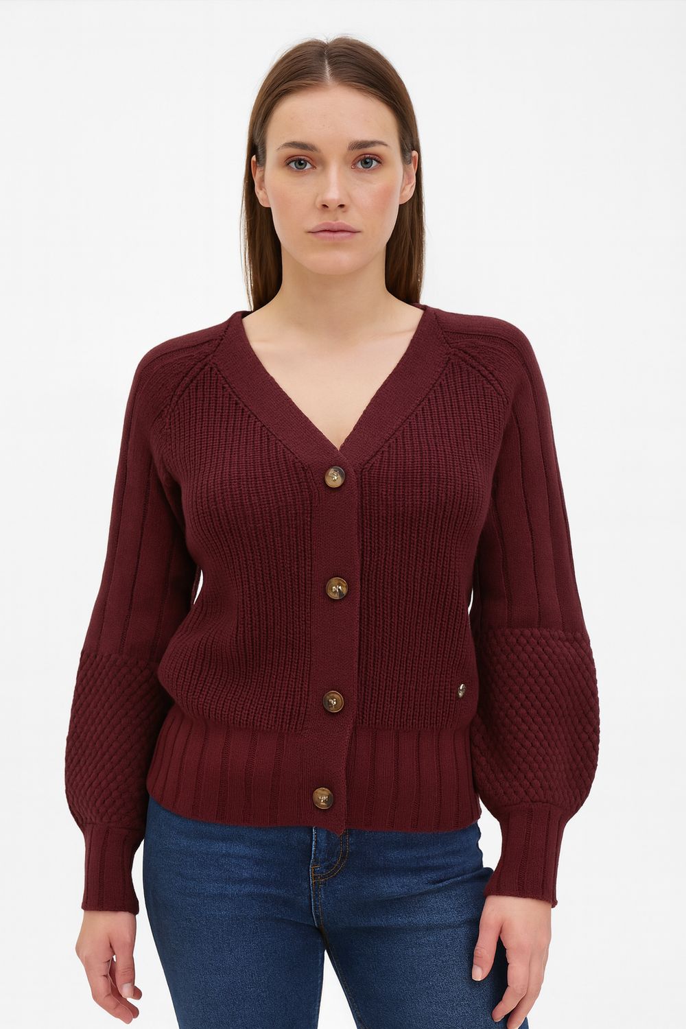 Knit Cardigan, Colour: Berry, Size: S