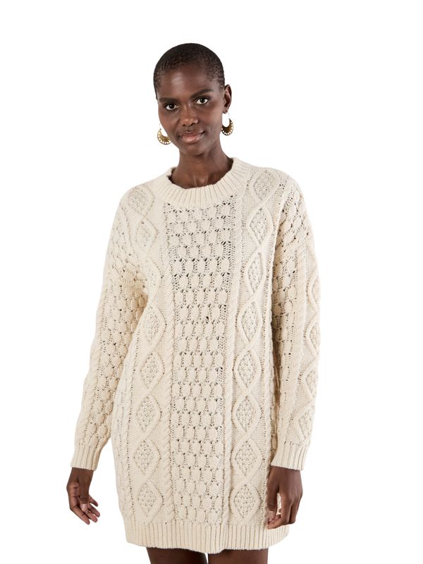 APRICOT CABLE KNIT OVERSIZE JUMPER DRESS