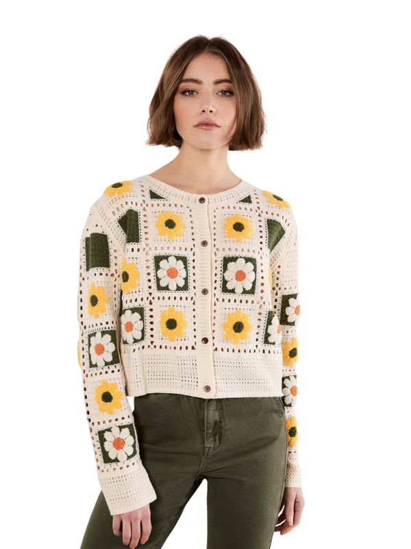 DAISY SQUARES CROCHET CARDIGAN
