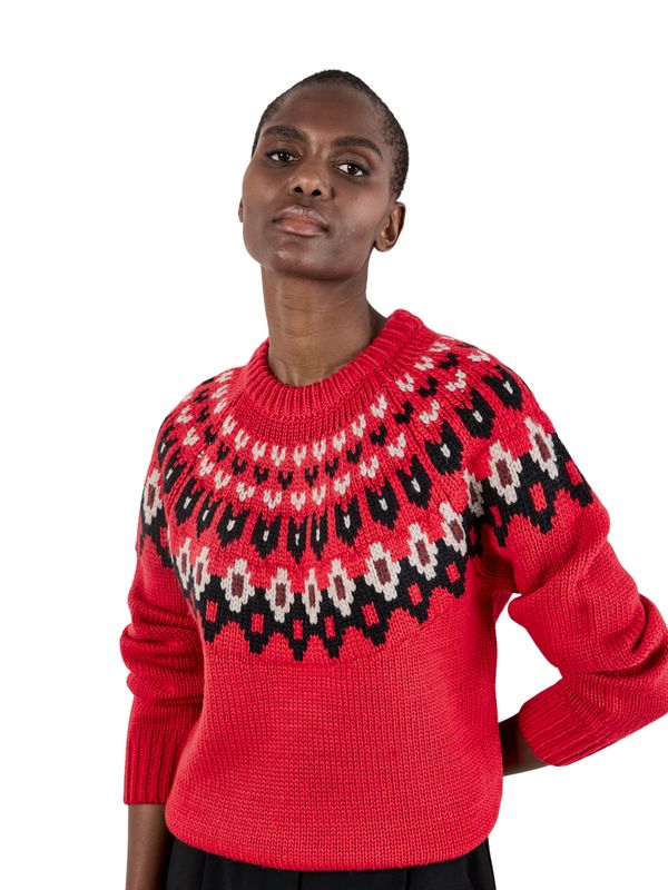 FAIRISLE CREW NECK JUMPER RED