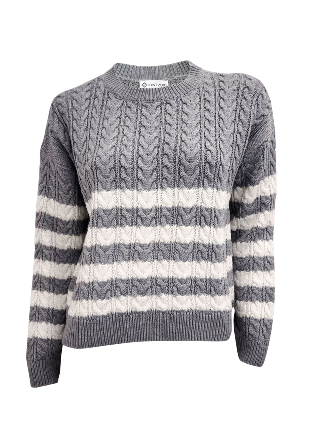 Cable Knit Sweater, Colour: Grey Mix, Size: M