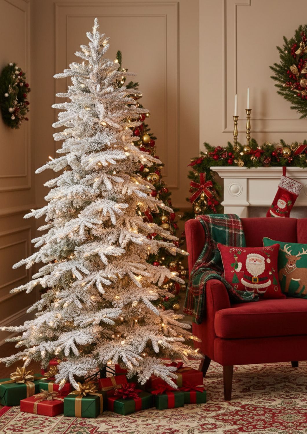 9ft Flocked Balsam Pine Artificial Christmas Tree