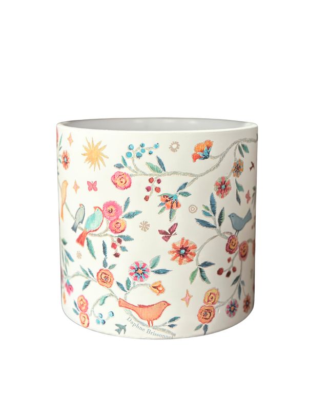 Tapestry Bird Ceramic Planter – 6.5"