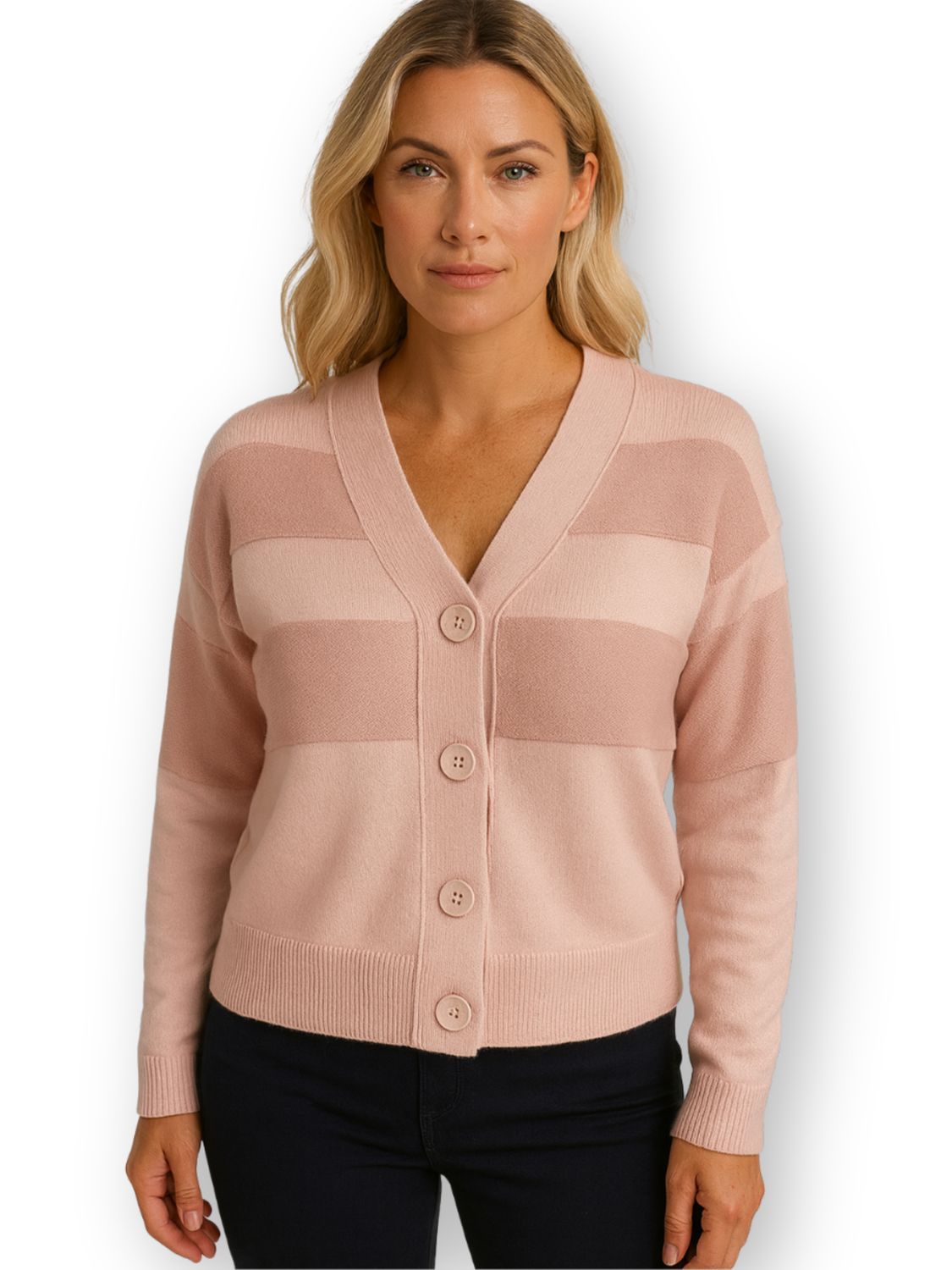 Striped Cardigan, Colour: Rose, Size: S