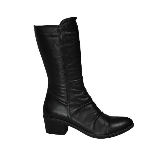 Melany Black Tall Leather-Style Boot, Colour: BLACK LEATHER, Size: 36
