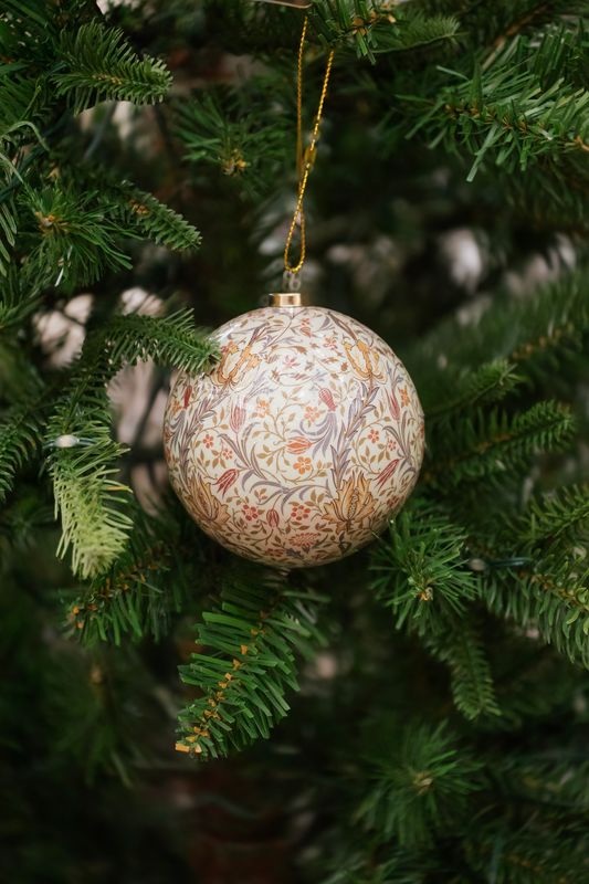 Christmas Ball Ornament Floral Motif 80mm