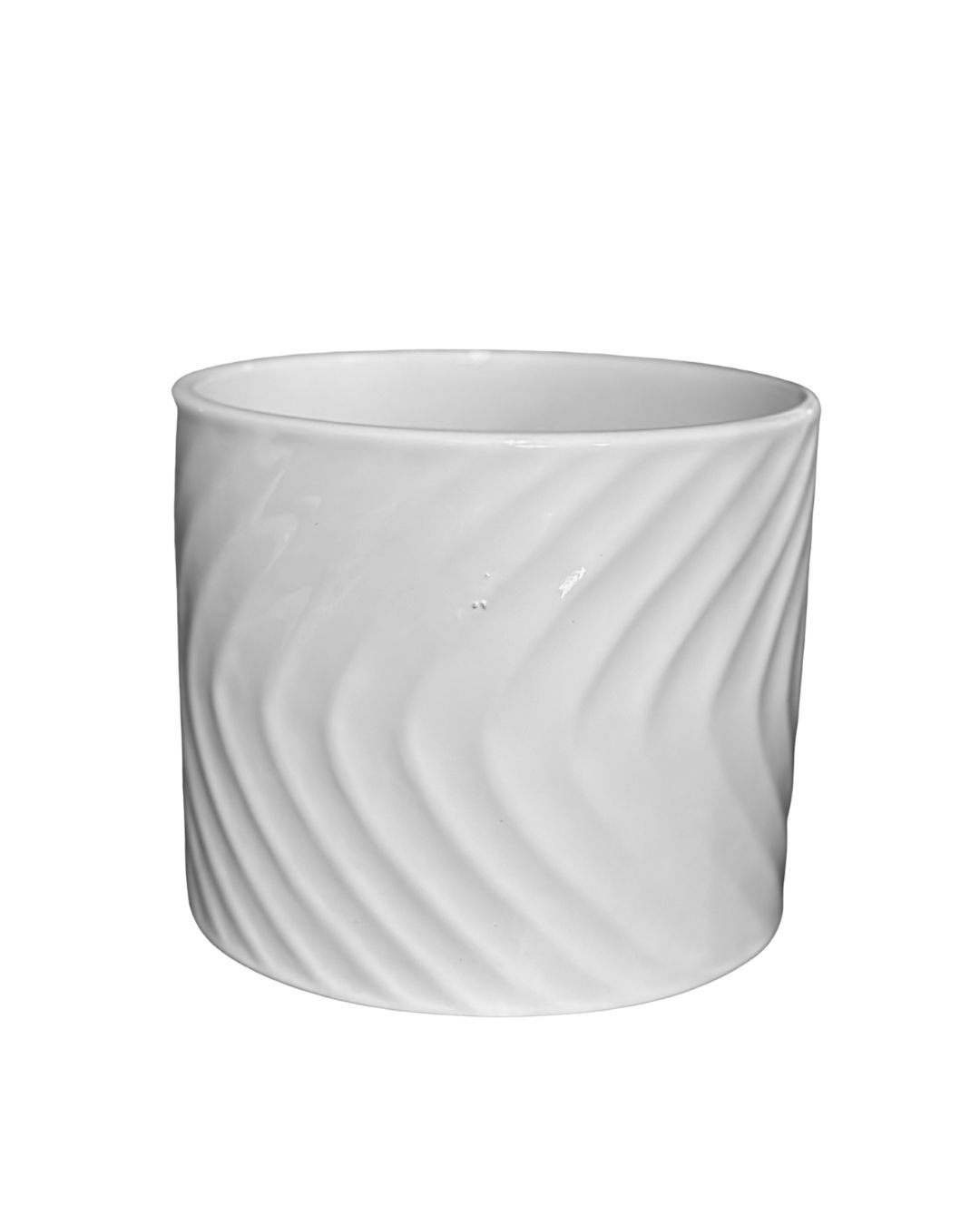 White Vertical Wave Textural Pot