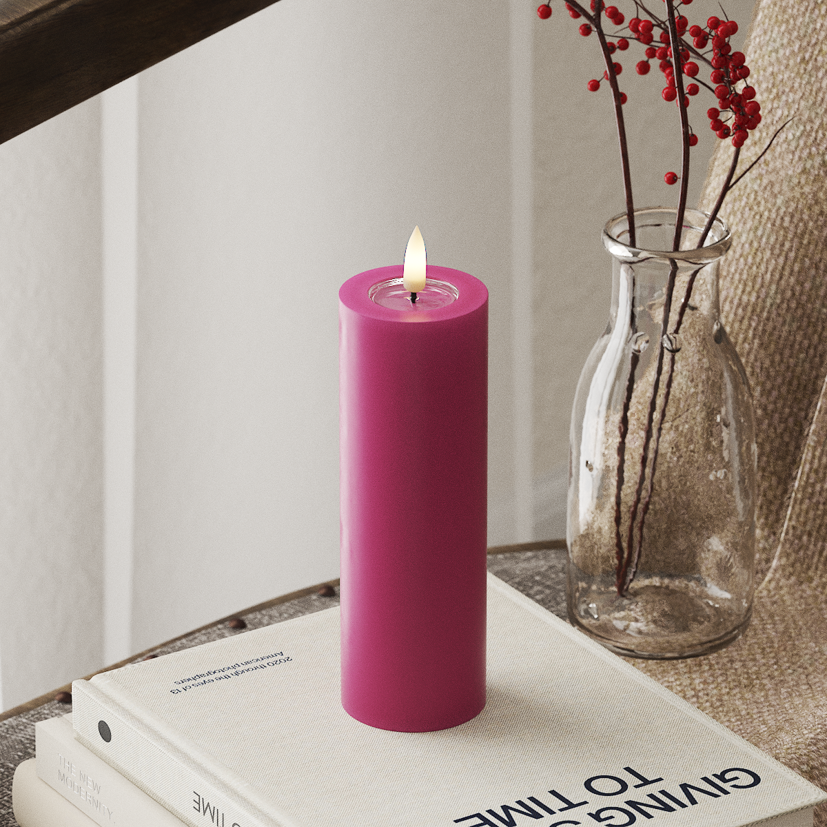 MAGENTA LED CANDLE 5.08x15.24 CM