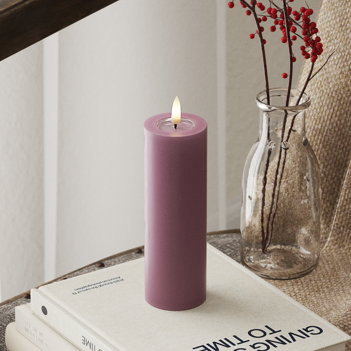 LIGHT PURPLE LED CANDLE 5.08x15.24 CM